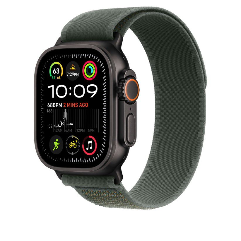 Apple Watch 44/45/46/49mm zelený Trailový tah - M/L – provedení z černého titanu - iSTYLE CZ