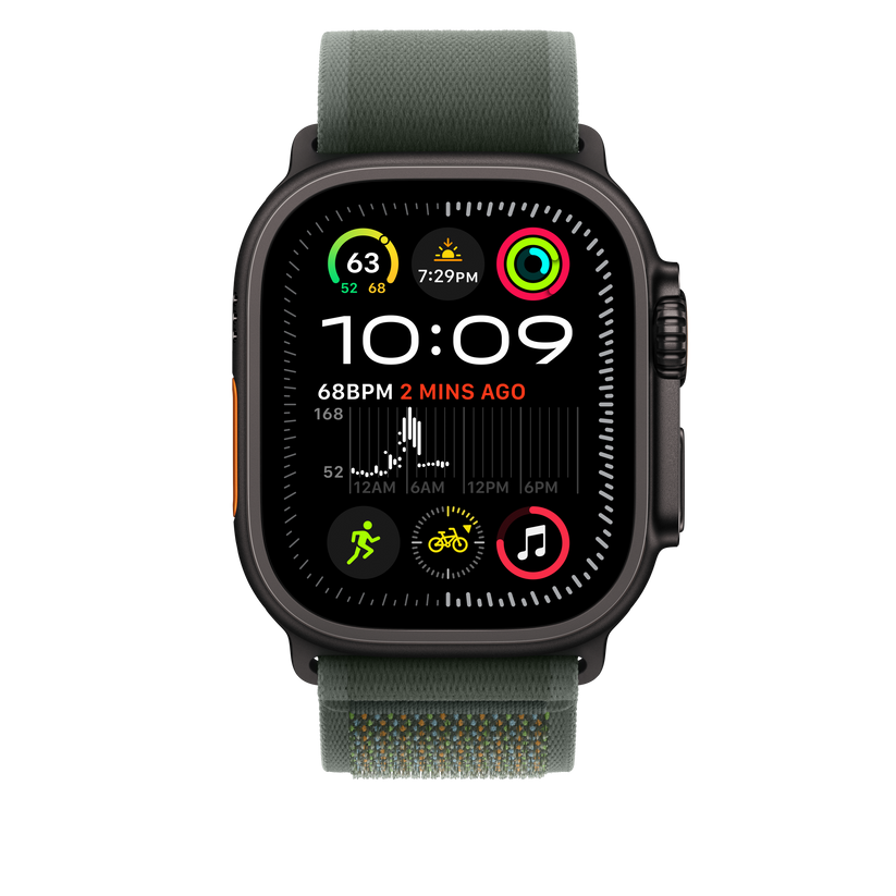 Apple Watch 44/45/46/49mm zelený Trailový tah - M/L – provedení z černého titanu - iSTYLE CZ