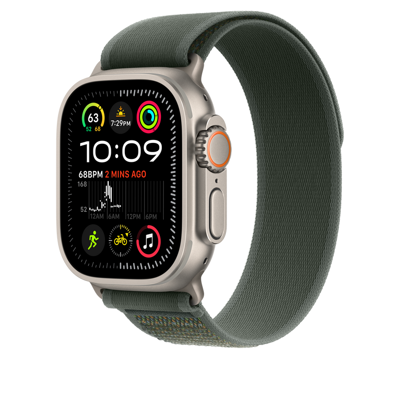 Apple Watch 44/45/46/49mm zelený Trailový tah – M/L – provedení z přírodního titanu - iSTYLE CZ