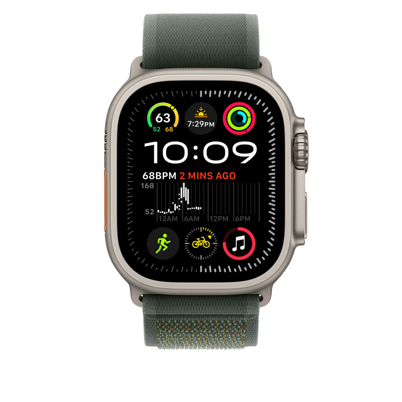 Apple Watch 44/45/46/49mm zelený Trailový tah – M/L – provedení z přírodního titanu - iSTYLE CZ