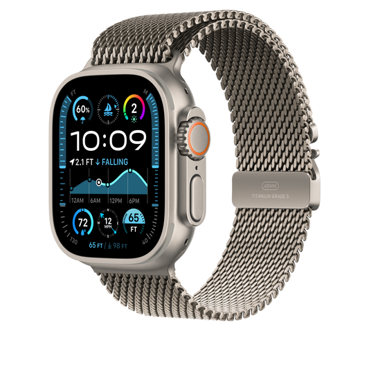 Apple Watch 44/45/46/49mm milánský tah z přírodního titanu – střední - iSTYLE CZ