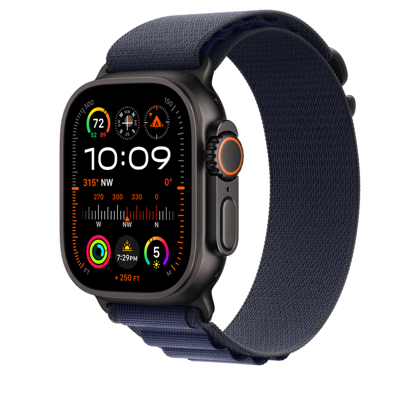 Apple Watch 44/45/46/49mm námořnicky modrý Alpský tah – velký – provedení z černého titanu - iSTYLE CZ