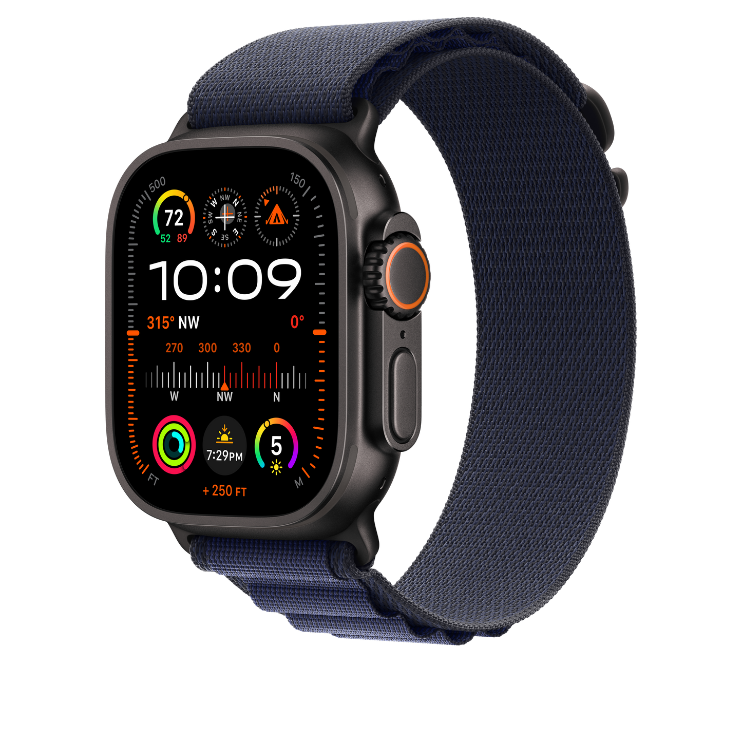 Apple Watch 44/45/46/49mm námořnicky modrý Alpský tah – malý – provedení z černého titanu - iSTYLE CZ