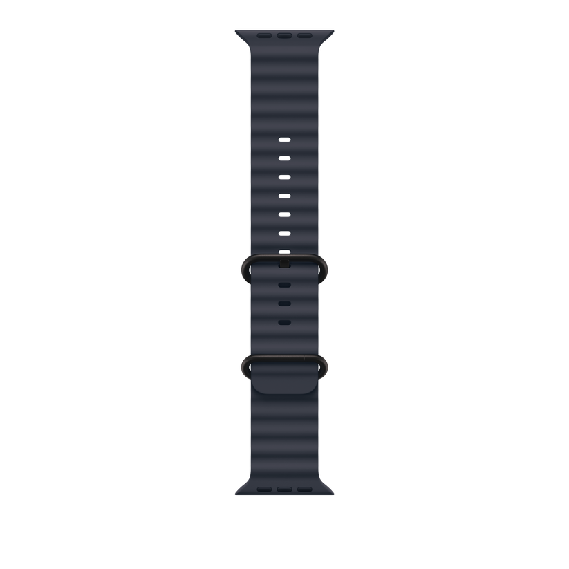 Apple Watch 44/45/46/49mm námořnicky modrý Oceánský řemínek – provedení z černého titanu - iSTYLE CZ