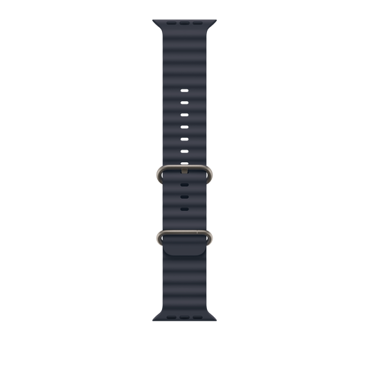 Apple Watch 44/45/46/49mm námořnicky modrý Oceánský řemínek – provedení z přírodního titanu - iSTYLE CZ