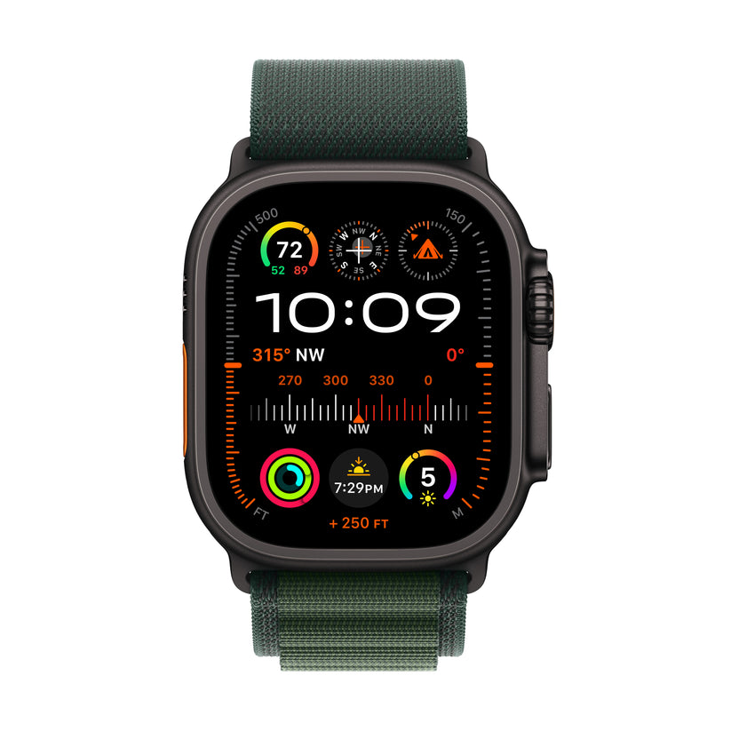 Apple Watch Ultra 2 GPS + Cellular, 49mm černě titanové pouzdro s tmavě zeleným alpským tahem - M - iSTYLE CZ