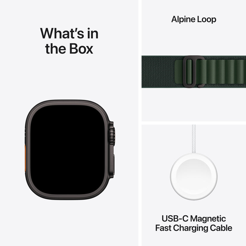 Apple Watch Ultra 2 GPS + Cellular, 49mm černě titanové pouzdro s tmavě zeleným alpským tahem - M - iSTYLE CZ