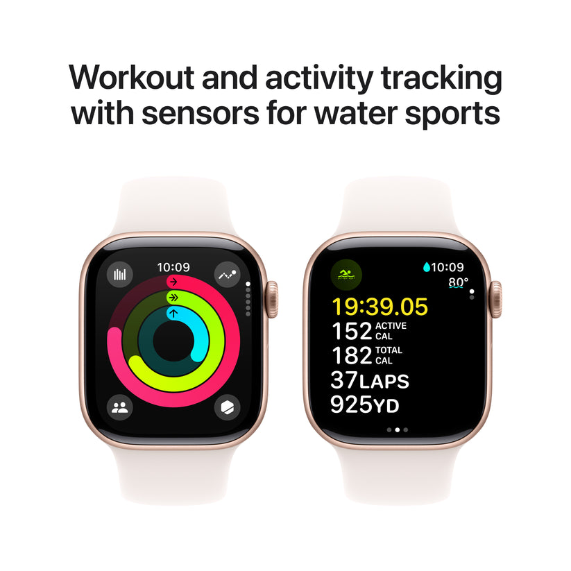 Apple Watch Series 11 GPS + Cellular 42mm růžově zlaté hliníkové pouzdro se světle ruměným sportovním řemínkem - S/M (otevřený) - iSTYLE.cz
