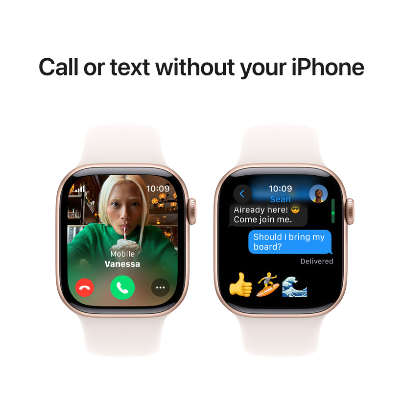 Apple Watch Series 11 GPS + Cellular 42mm růžově zlaté hliníkové pouzdro se světle ruměným sportovním řemínkem - S/M (otevřený) - iSTYLE.cz