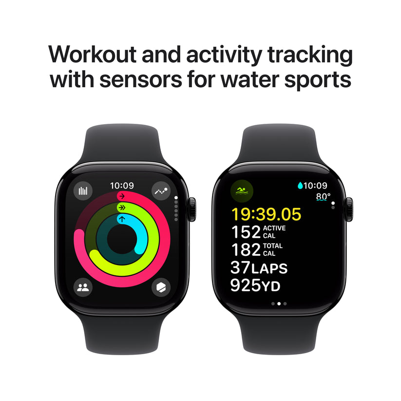 Apple Watch Series 10 GPS + Cellular 46mm klavírně černé hliníkové pouzdro s černým sportovním řemínkem - S/M (renovovaný) - iSTYLE.cz