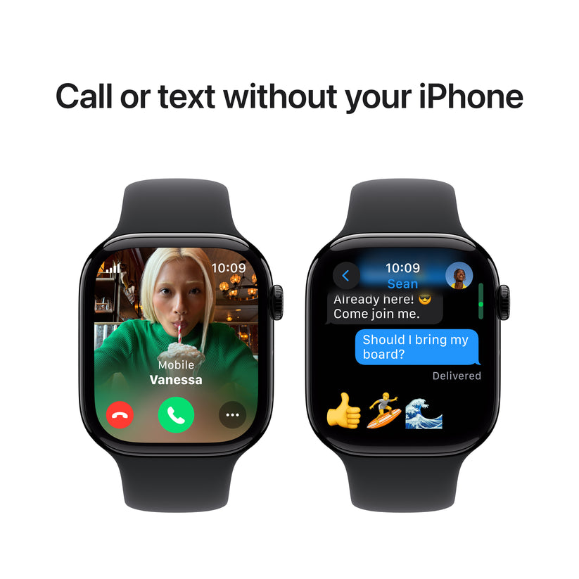Apple Watch Series 10 GPS + Cellular 46mm klavírně černé hliníkové pouzdro s černým sportovním řemínkem - S/M (renovovaný) - iSTYLE.cz