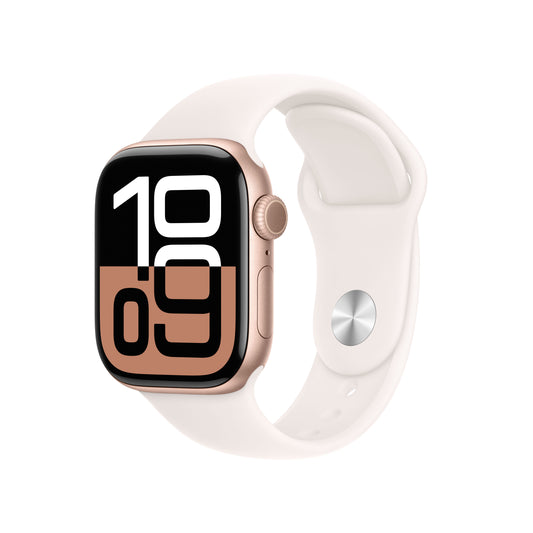 Apple Watch Series 11 GPS + Cellular 42mm růžově zlaté hliníkové pouzdro se světle ruměným sportovním řemínkem - S/M (otevřený) - iSTYLE.cz
