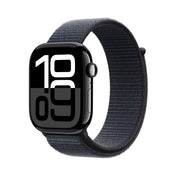 Apple Watch Series 10 GPS 46mm klavírně černé hliníkové pouzdro s inkoustově fialovým sportovním provlékacím řemínkem (otevřený) - iSTYLE CZ