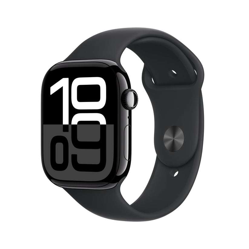 Apple Watch Series 10 GPS + Cellular 46mm klavírně černé hliníkové pouzdro s černým sportovním řemínkem - S/M (renovovaný) - iSTYLE.cz