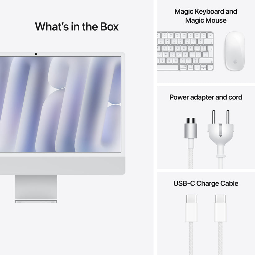 iMac 24“ 4.5K displej, Apple M4 8jádrové CPU, 8jádrové GPU, 16GB, 256GB SSD, CZ - stříbrný - iSTYLE CZ