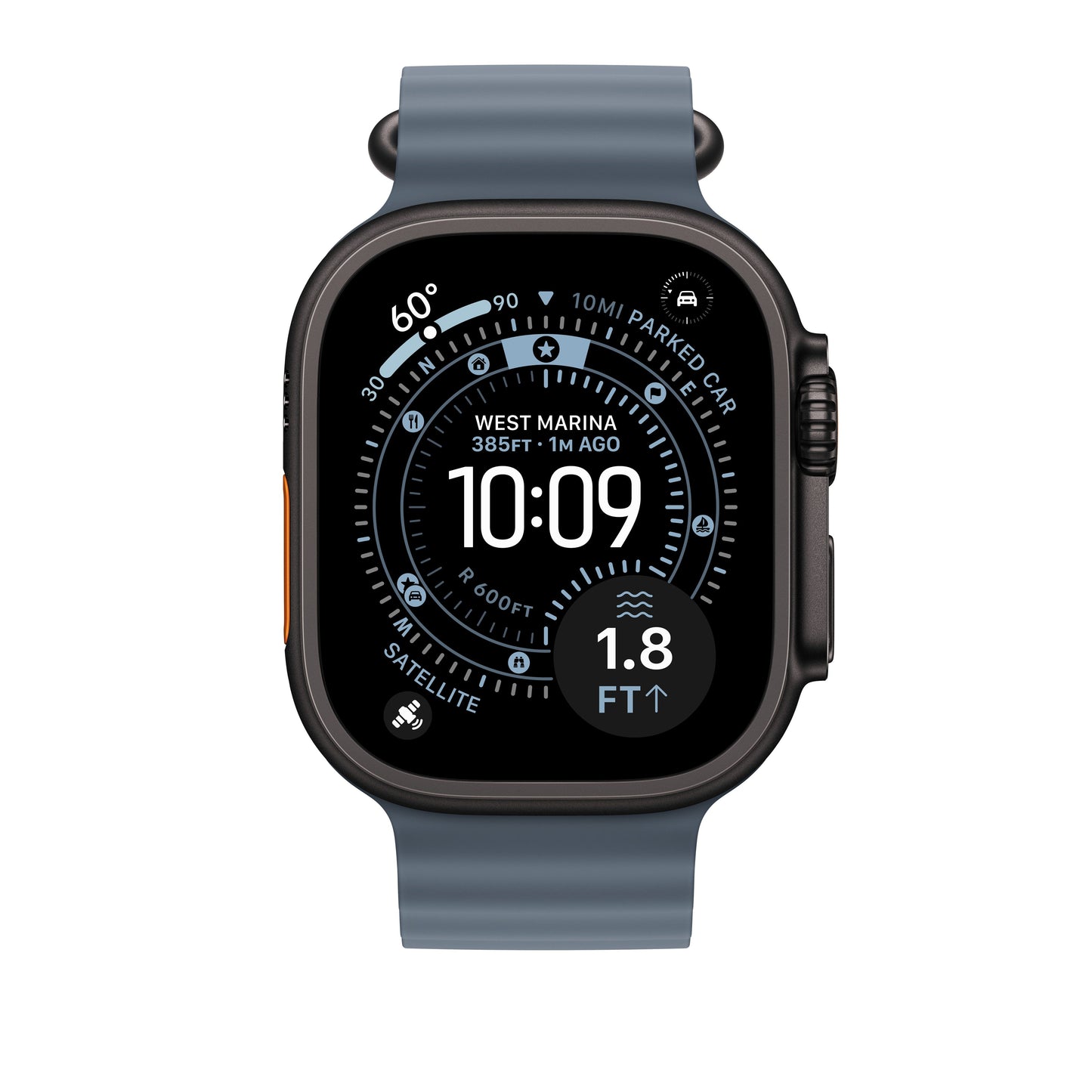 Prodloužení Oceánského řemínku pro Apple Watch 44/45/46/49 mm Apple ocelově modré - provedení z černého titanu - iSTYLE CZ