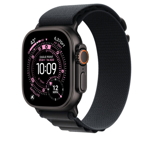 Řemínek pro Apple Watch 44/45/46/49 mm Apple černý Alpský tah - střední - provedení z černého titanu - iSTYLE CZ