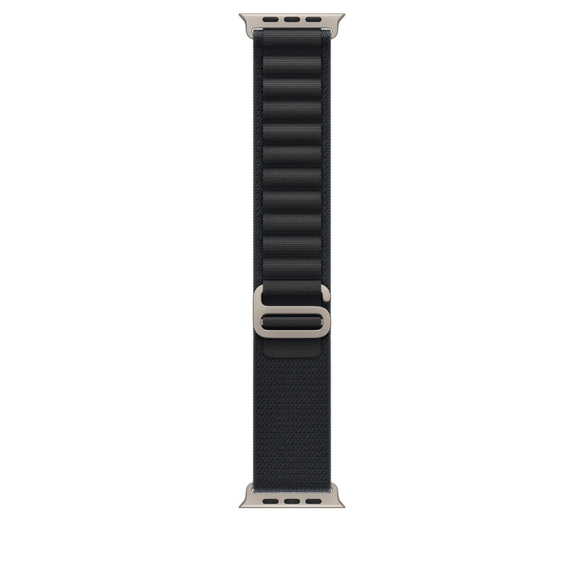 Řemínek pro Apple Watch 44/45/46/49 mm Apple černý Alpský tah - malý - provedení z přírodního titanu - iSTYLE CZ