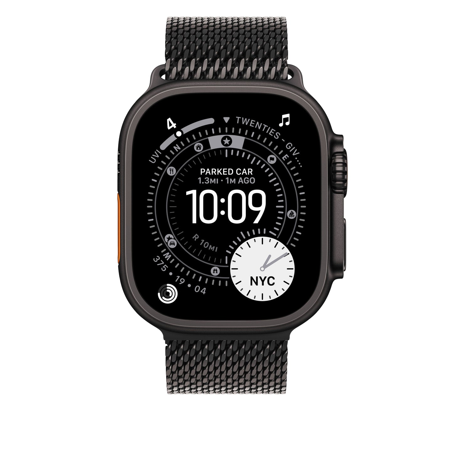Řemínek pro Apple Watch 44/45/46/49 mm Apple milánský tah z černého titanu - velký - iSTYLE CZ