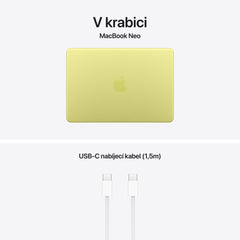 MacBook Neo 13", Apple A18 Pro čip, 6jádrové CPU, 5jádrové GPU, 8 GB, 256GB SSD – citrusově žlutý (otevřený) - iSTYLE.cz