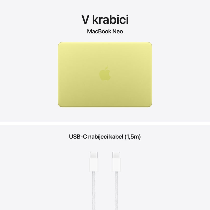 MacBook Neo 13", Apple A18 Pro čip, 6jádrové CPU, 5jádrové GPU, 8 GB, 512GB SSD, INT, Touch ID – citrusově žlutý - iSTYLE.cz