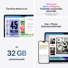 MacBook Air 13", Apple M5 čip, 10jádrové CPU, 8jádrové GPU, 16 GB, 512GB SSD, INT - temně inkoustová - iSTYLE.cz