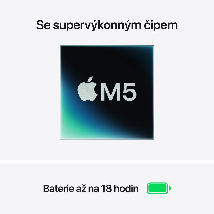 MacBook Air 13", Apple M5 čip, 10jádrové CPU, 10jádrové GPU, 24 GB, 512GB SSD, CZ - stříbrná - iSTYLE.cz
