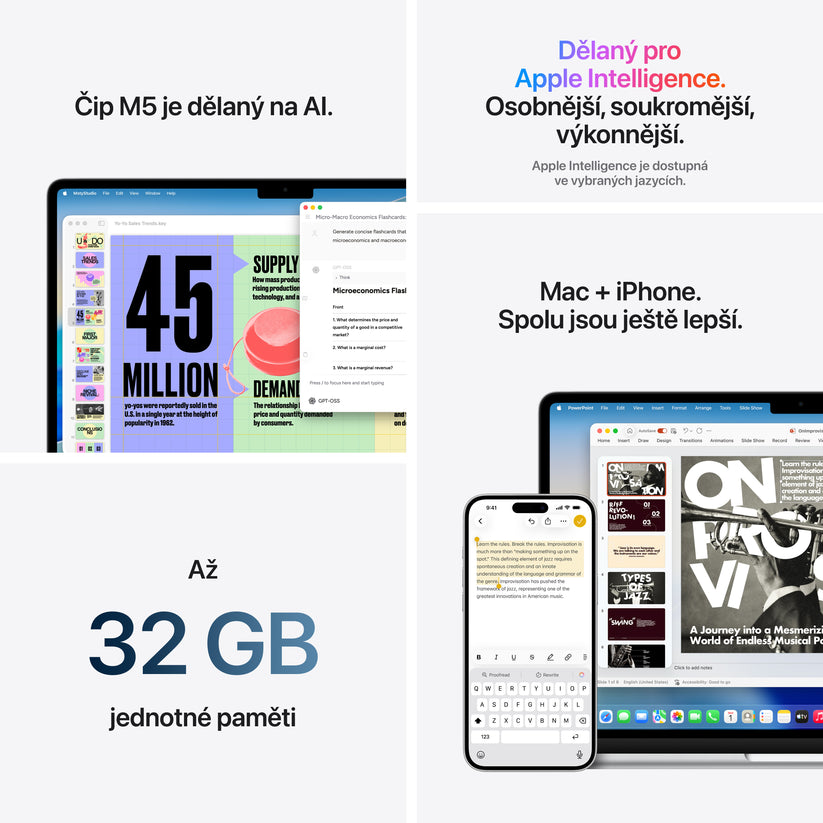 MacBook Air 13,6", Apple M5 10jádrové CPU, 10jádrové GPU, 16GB, 1TB SSD – blankytně modrý