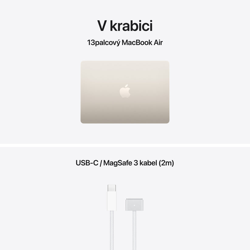MacBook Air 13", Apple M5 čip, 10jádrové CPU, 10jádrové GPU, 32 GB, 2TB SSD, INT - hvězdně bílá