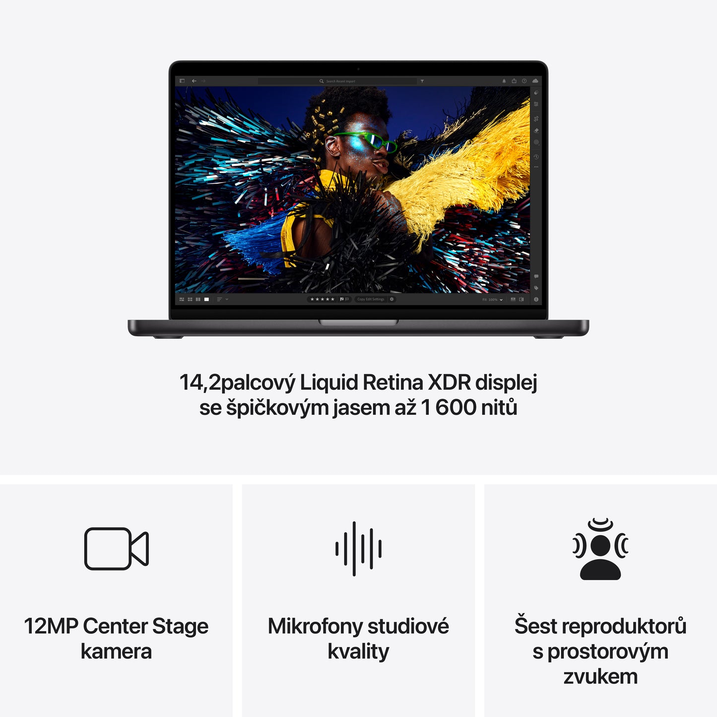MacBook Pro 14,2", Apple M4 10jádrové CPU, 10jádrové GPU, 16GB, 1TB SSD, CZ - vesmírně černý (otevřený) - iSTYLE.cz