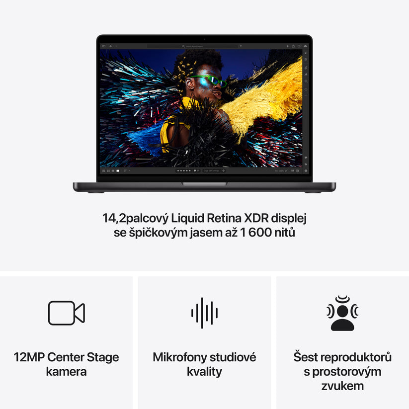 MacBook Pro 14,2", Apple M4 10jádrové CPU, 10jádrové GPU, 16GB, 1TB SSD, CZ - vesmírně černý (otevřený) - iSTYLE.cz
