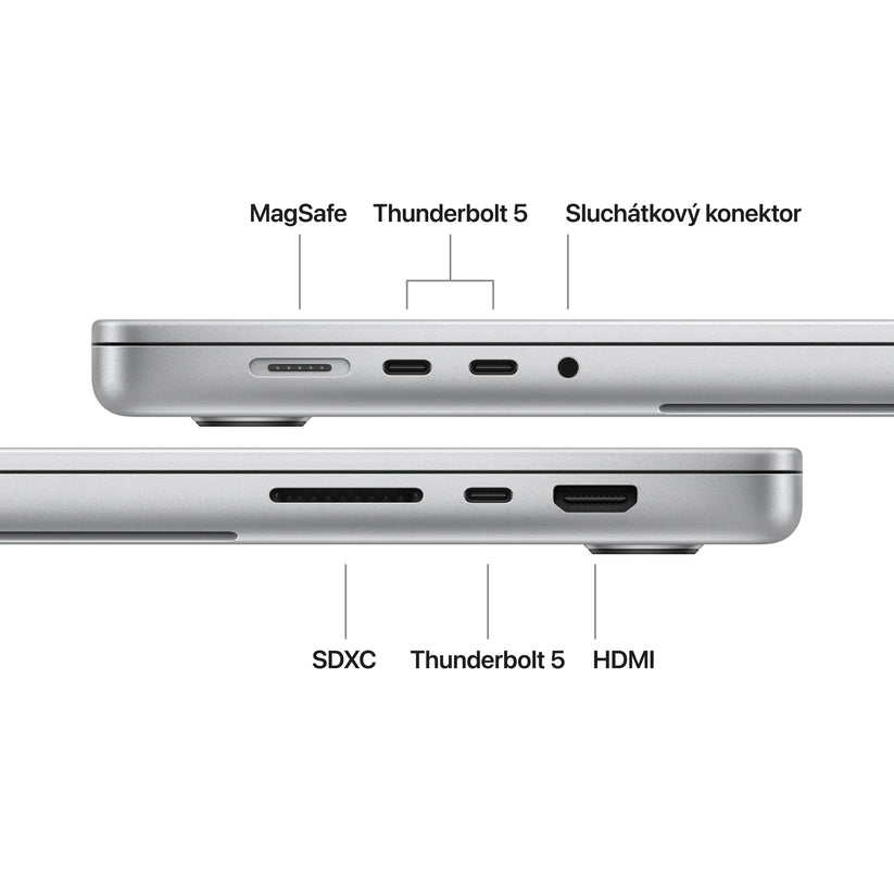 MacBook Pro 16", displej s nanotexturou, Apple M5 Pro čip, 18jádrové CPU, 20jádrové GPU, 24 GB, 1TB SSD, INT - stříbrná