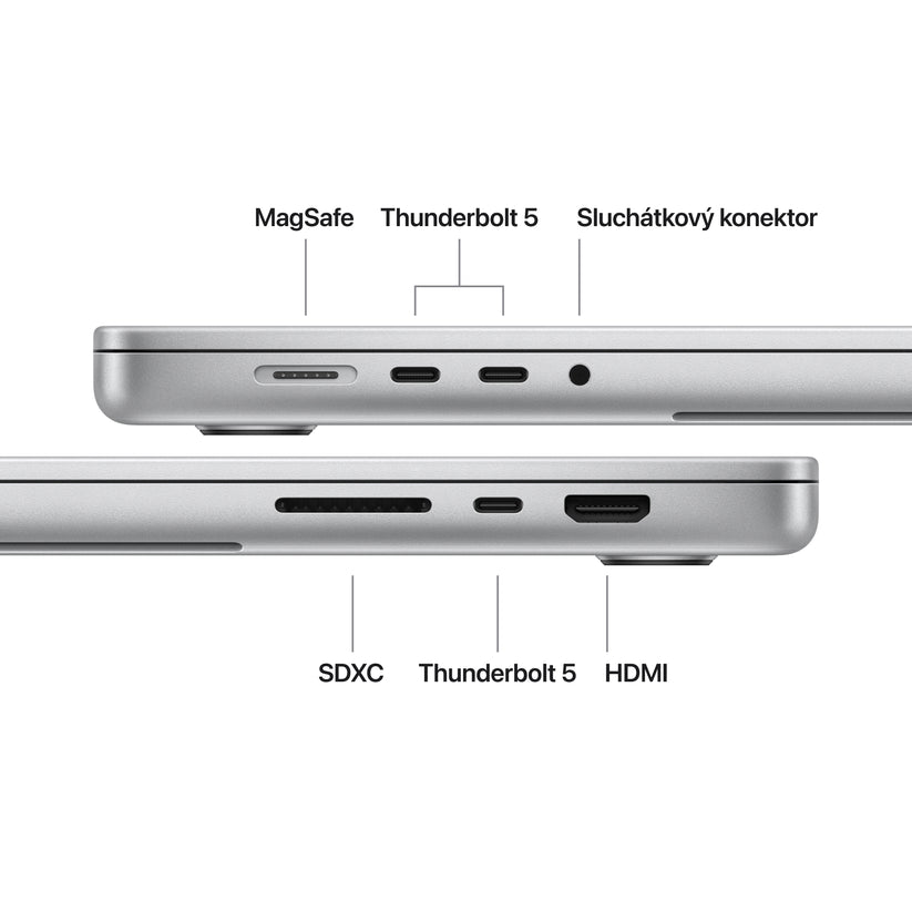 MacBook Pro 16", displej s nanotexturou, Apple M5 Max čip, 18jádrové CPU, 40jádrové GPU, 64 GB, 8TB SSD, INT - stříbrná