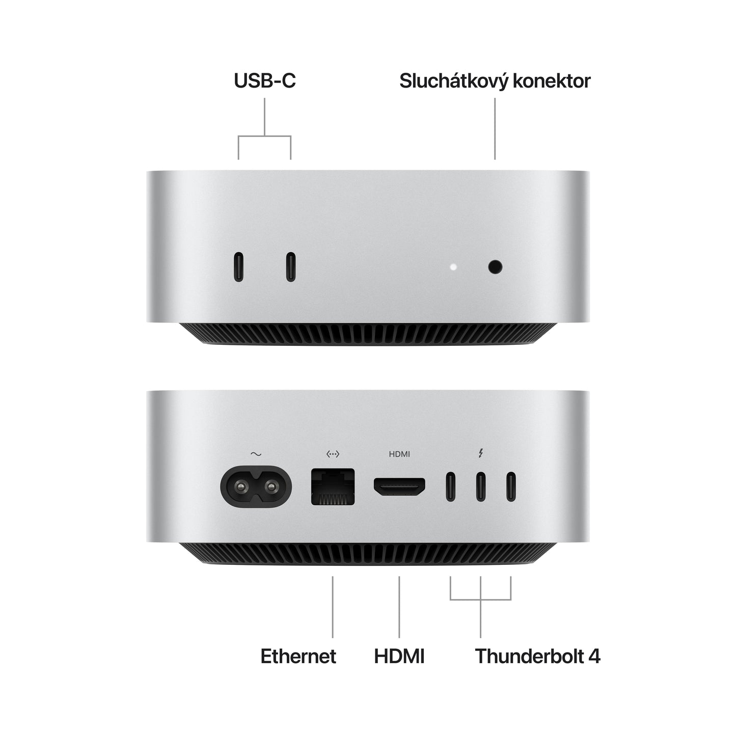 Mac mini, Apple M4 10jádrové CPU, 10jádrové GPU, 16GB, 512GB SSD - stříbrný (otevřený) - iSTYLE.cz