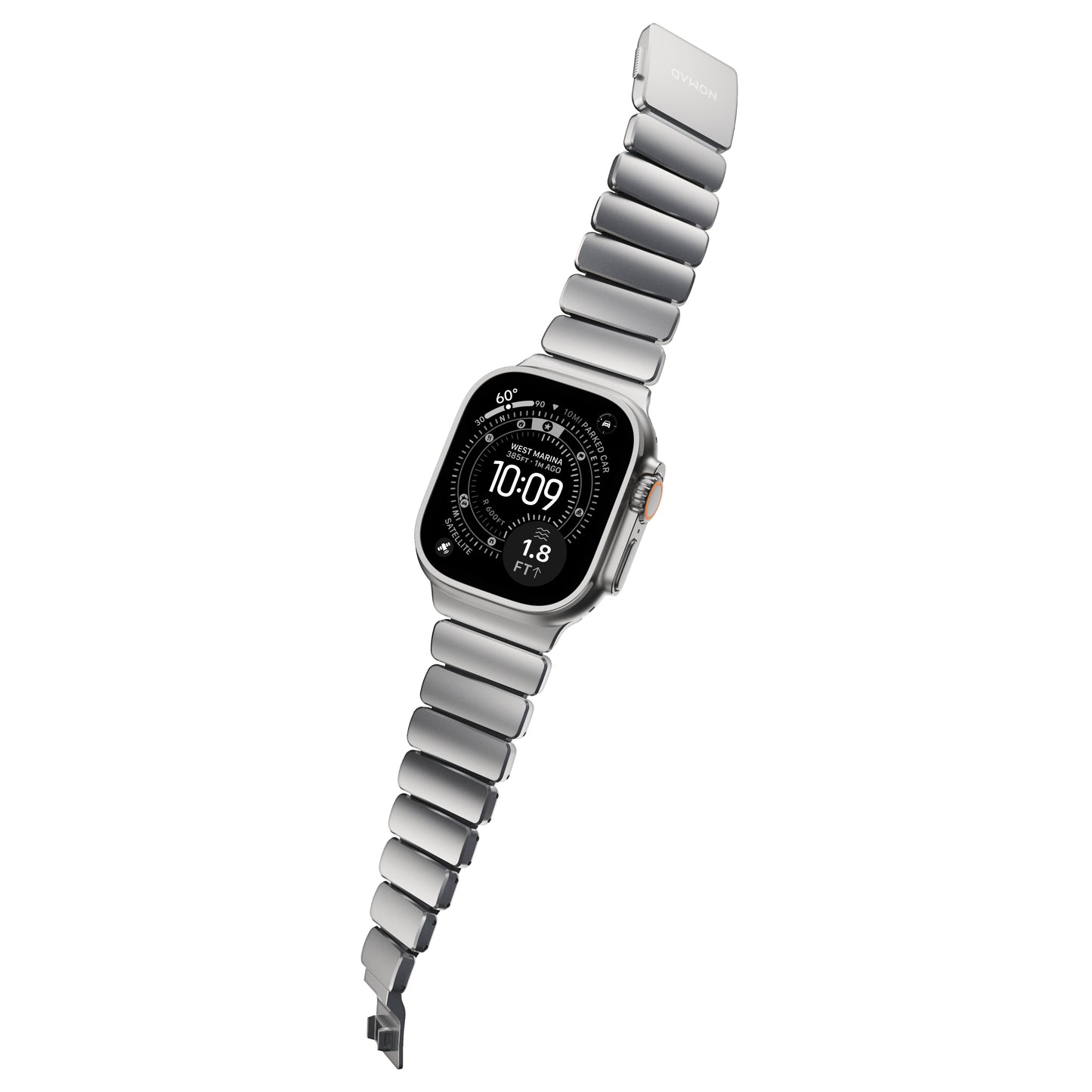 Řemínek pro Apple Watch 45/46/49 mm Nomad Stratos Band FKM - stříbrný - iSTYLE.cz