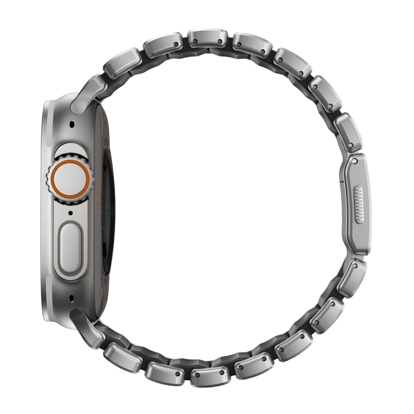 Řemínek pro Apple Watch 45/46/49 mm Nomad Stratos Band FKM - stříbrný - iSTYLE.cz