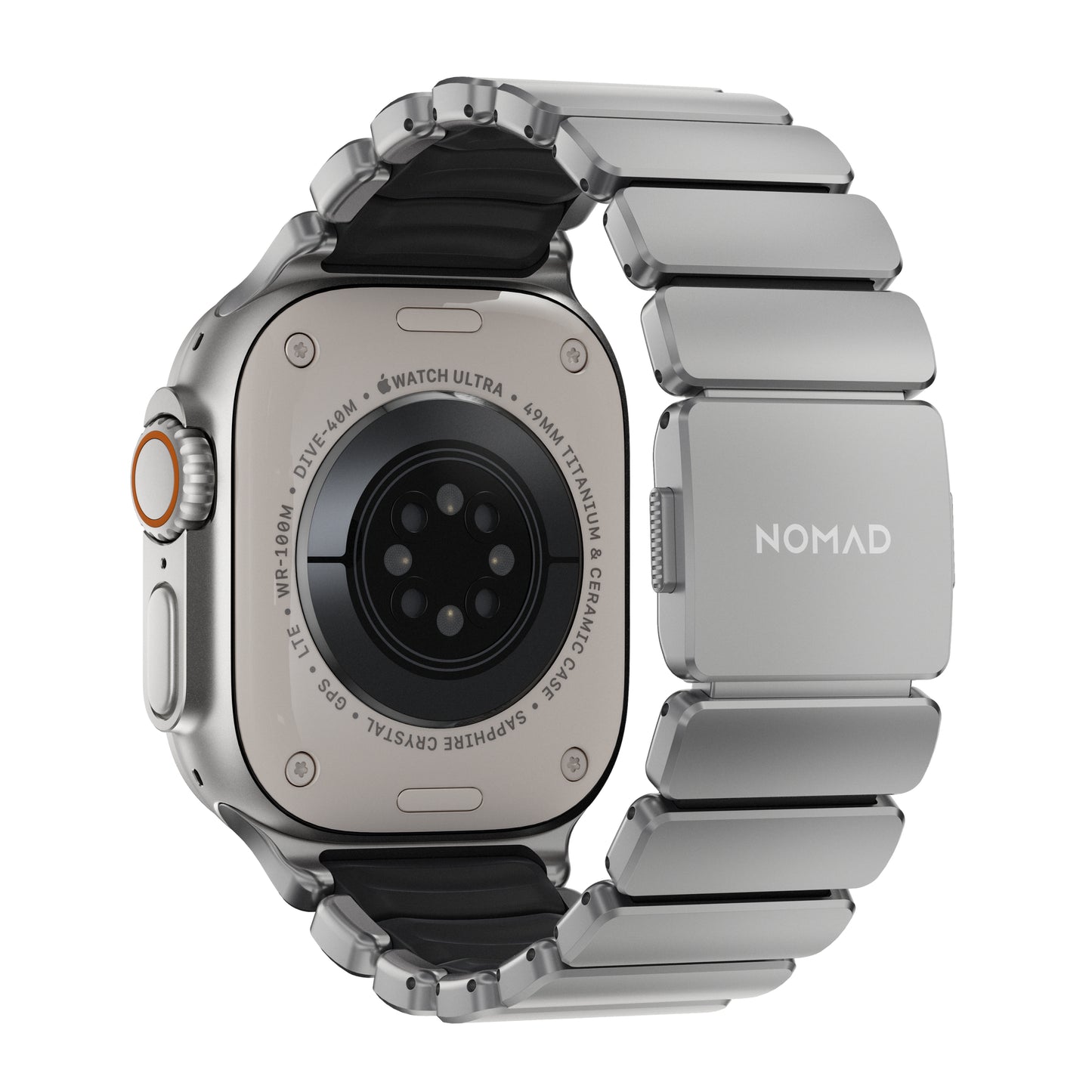 Řemínek pro Apple Watch 45/46/49 mm Nomad Stratos Band FKM - stříbrný - iSTYLE.cz