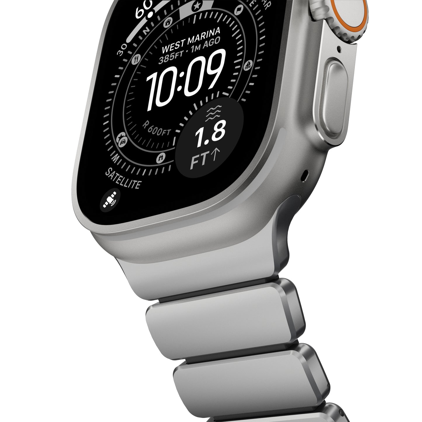 Řemínek pro Apple Watch 45/46/49 mm Nomad Stratos Band FKM - stříbrný - iSTYLE.cz