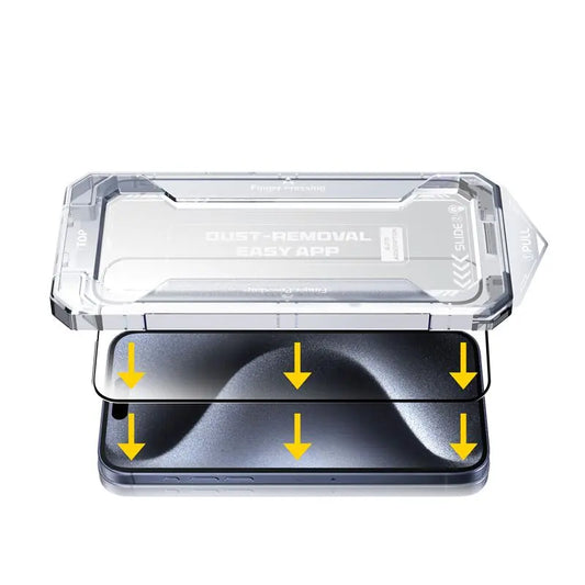 Ochranné sklo pro iPhone 15 Mobile Origin Yellow Screen Guard s aplikátorem - iSTYLE.cz