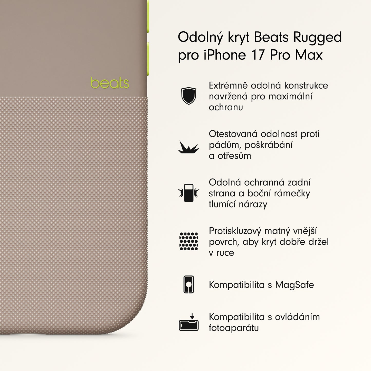 Odolný kryt pro iPhone 17 Pro Max Beats s MagSafe a ovladačem fotoaparátu - alpsky šedý - iSTYLE CZ