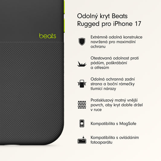Odolný kryt pro iPhone 17 Beats s MagSafe a ovladačem fotoaparátu - everest černý - iSTYLE CZ