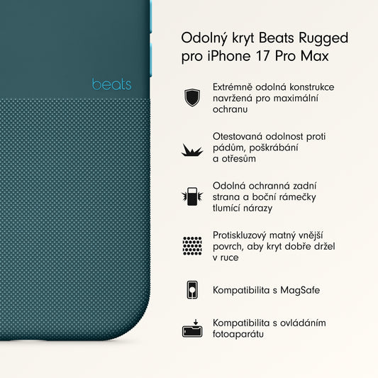 Odolný kryt pro iPhone 17 Pro Max Beats s MagSafe a ovladačem fotoaparátu - rocky modrý - iSTYLE CZ