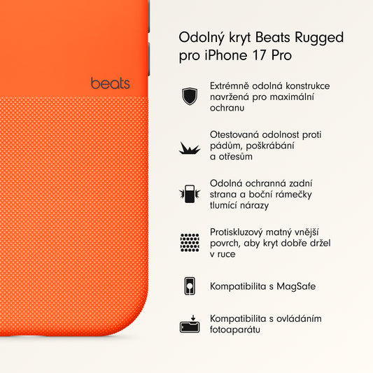 Odolný kryt pro iPhone 17 Pro Beats s MagSafe a ovladačem fotoaparátu - sierra oranžový - iSTYLE CZ