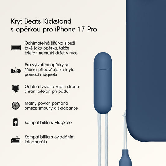 Kryt se stojánkem pro iPhone 17 Pro Beats s MagSafe a ovladačem fotoaparátu - hlubinně modrý - iSTYLE CZ