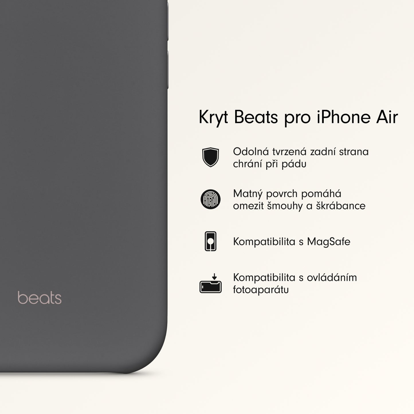 Kryt pro iPhone Air Beats s MagSafe a ovladačem fotoaparátu - granitově šedý - iSTYLE CZ