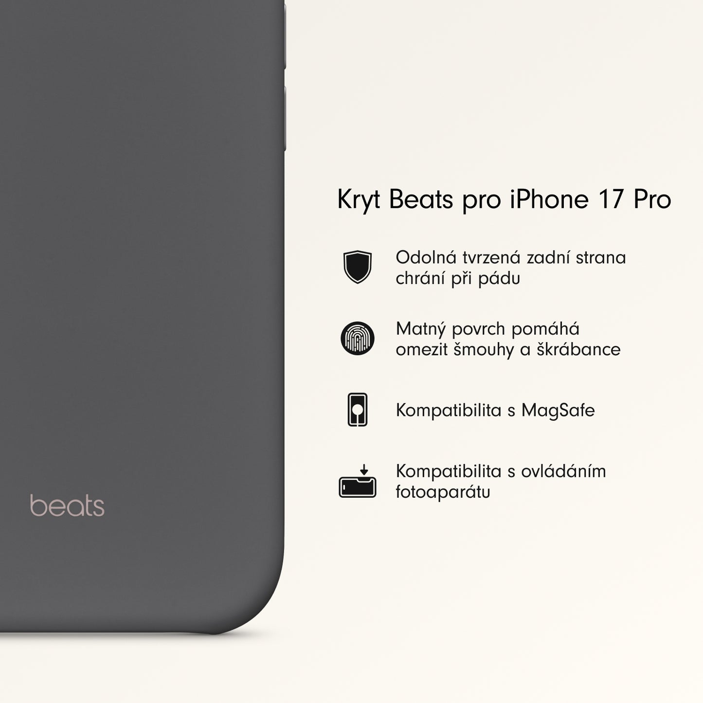 Kryt pro iPhone 17 Pro s MagSafe a ovladačem fotoaparátu - granitově šedý - iSTYLE CZ