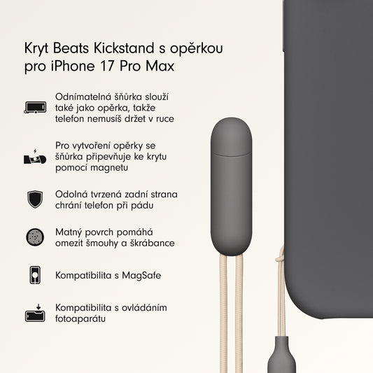 Kryt se stojánkem pro iPhone 17 Pro Max Beats s MagSafe a ovladačem fotoaparátu - granitově šedý - iSTYLE CZ