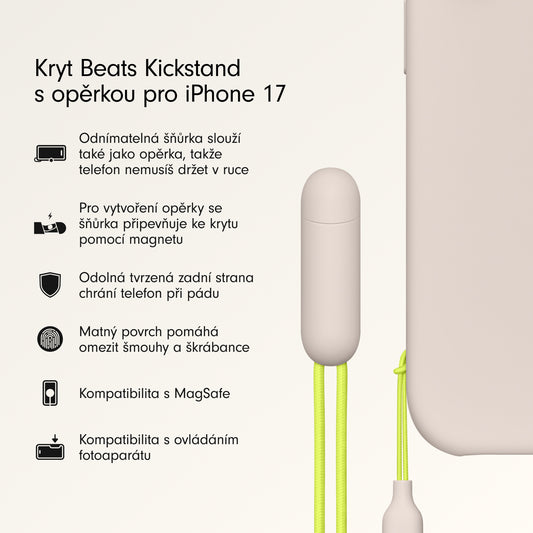 Kryt se stojánkem pro iPhone 17 Beats s MagSafe a ovladačem fotoaparátu - vápencově šedý - iSTYLE CZ