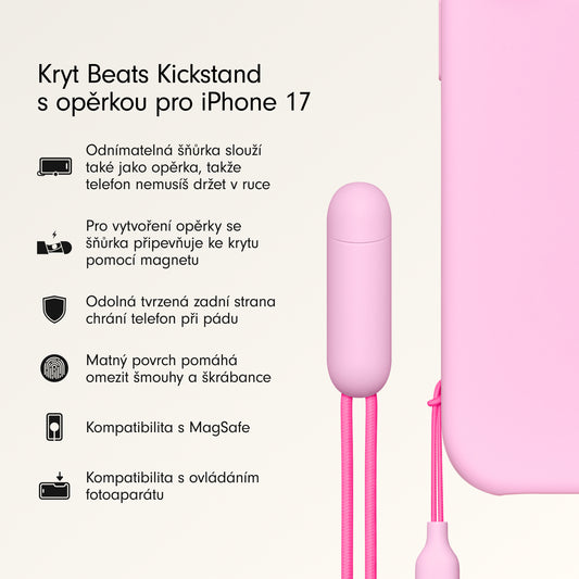 Kryt se stojánkem pro iPhone 17 Beats s MagSafe a ovladačem fotoaparátu - oblázkově růžový - iSTYLE CZ