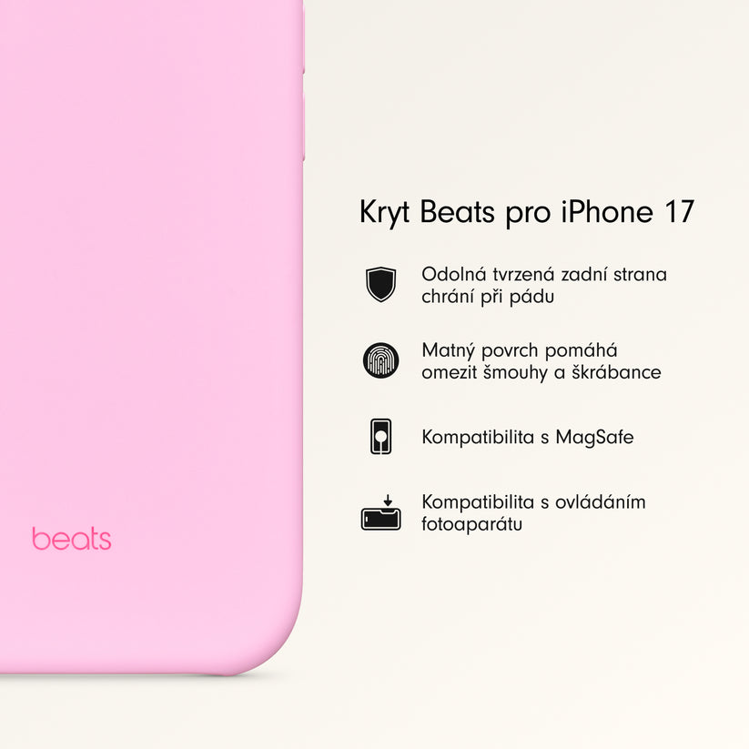 Kryt pro iPhone 17 Beats s MagSafe a ovladačem fotoaparátu - oblázkově růžový - iSTYLE CZ